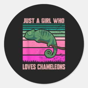 Pegatina Redonda Solo Un Chica Que Ama A Chameleons Cita Graciosa L