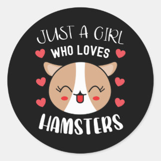 Pegatina Redonda Sólo Un Chica Que Ama A Hamsters Cute Kawaii Hamst