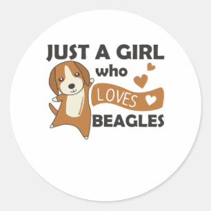 Pegatina Redonda Sólo un Chica que ama a los Beagles - Perro de Bea