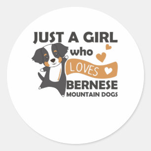 Pegatina Redonda Sólo un Chica que ama a los perros de montaña de B