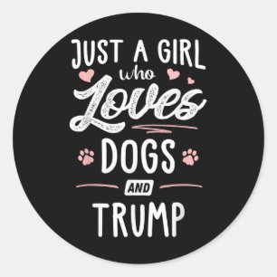 Pegatina Redonda Sólo Un Chica que ama a los perros y al perro de r