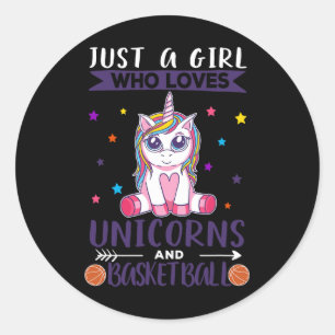 Pegatina Redonda Sólo Un Chica Que Ama A Los Unicornios Y A Bysketb
