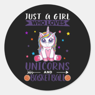 Pegatina Redonda Solo Un Chica Que Ama A Los Unicornios Y Al Balonc