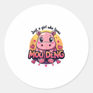 Pegatina Redonda Solo un chica que ama a moo deng Cute Baby Hippo M