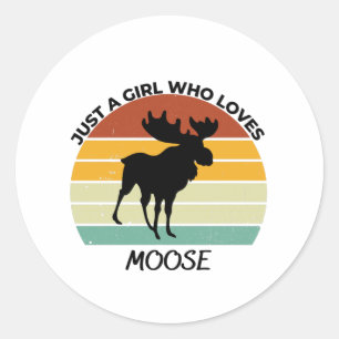 Pegatina Redonda Solo un chica que ama a Moose