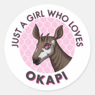 Pegatina Redonda Sólo un Chica que ama a Okapi, el amante de la obs
