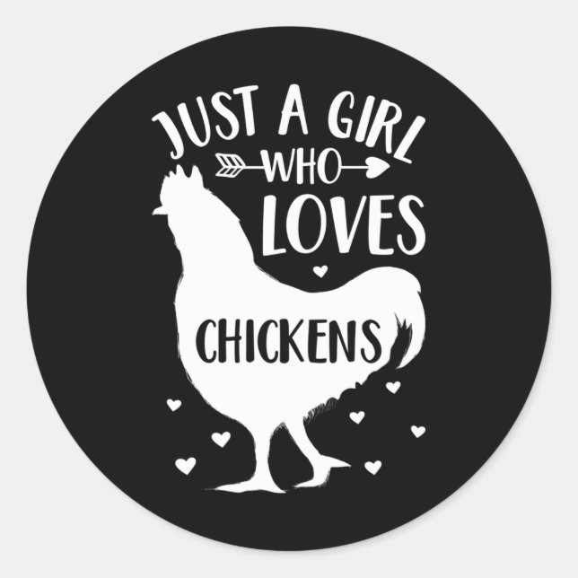 Pegatina Redonda Sólo un Chica que ama al agricultor de pollo (Anverso)