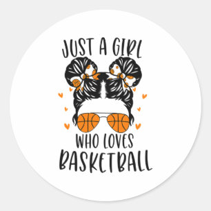 Pegatina Redonda Solo un Chica que ama el baloncesto