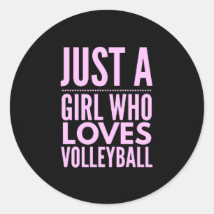 Pegatina Redonda Solo un Chica que ama el voleibol