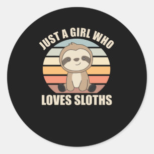 Pegatina Redonda Sólo un Chica que ama la cosecha de animales de la