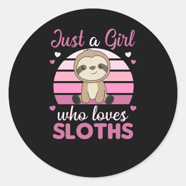 Pegatina Redonda Sólo un Chica que ama la cosecha de animales de la (Anverso)