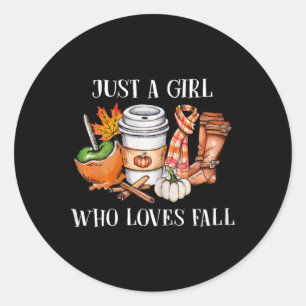Pegatina Redonda Sólo un Chica que ama la taza de latte de picante 