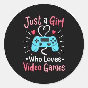 Pegatina Redonda Solo un Chica que ama los videojuegos