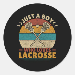 Pegatina Redonda Solo un chico que ama a Lacrosse Player Lax Amante