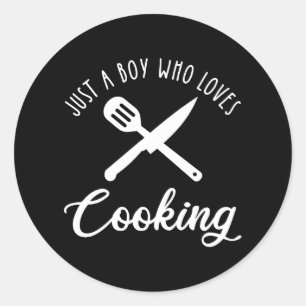 Pegatina Redonda Solo un chico que ama cocinar