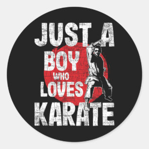 Pegatina Redonda Solo un chico que ama el karate - entrenador de ar