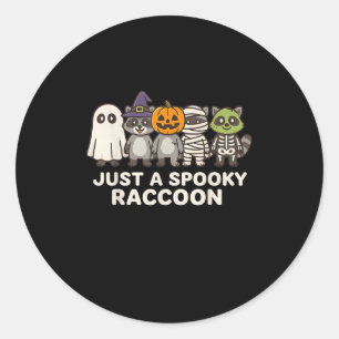 Pegatina Redonda Solo un disfraz de mapache espeluznante de Hallowe