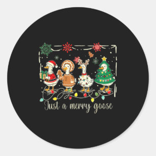 Pegatina Redonda Sólo un ganso alegre divertido ganso tonto Santa N
