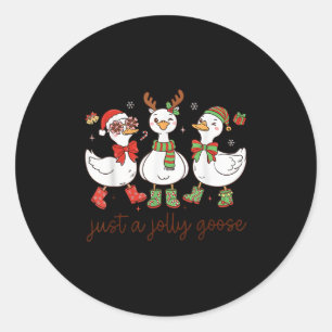 Pegatina Redonda Sólo un ganso alegre -Ganso de Navidad - Alegre Go