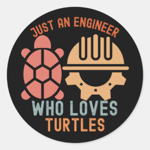 Pegatina Redonda Solo un ingeniero que ama las tortugas