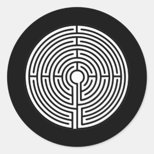 Pegatina Redonda Sólo un Maze en negro