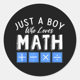 Pegatina Redonda Solo un niño que ama el álgebra de matemáticas div