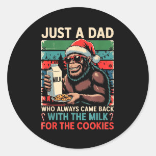 Pegatina Redonda Solo un papá volvió leche y galletas Navidad