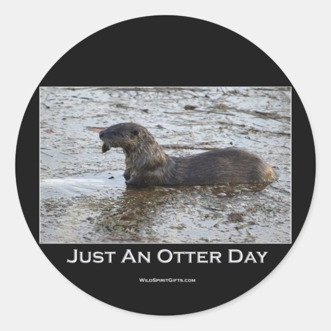 Pegatina Redonda Sólo un regalo de Otter Day (Anverso)