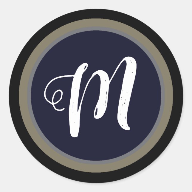 Pegatina Redonda sólo un simple círculo monogramado (Anverso)