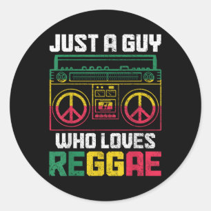 Pegatina Redonda Solo un tipo que ama la música reggae Jamaica Vint