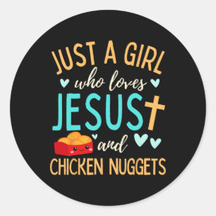 Pegatina Redonda Sólo una chica que ama a Jesús y las nuggets crist