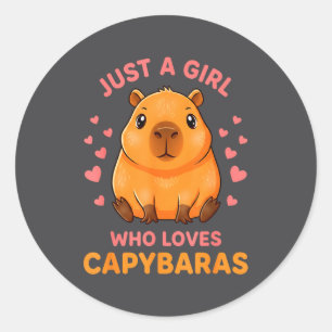 Pegatina Redonda Sólo una chica que ama capybaras Amor de capybara 