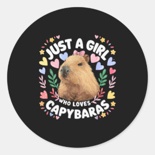 Pegatina Redonda Sólo Una Chica Que Ama Capybaras Capybara Lindo Am