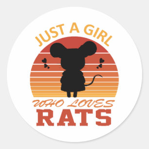 Pegatina Redonda Sólo una chica que ama las ratas