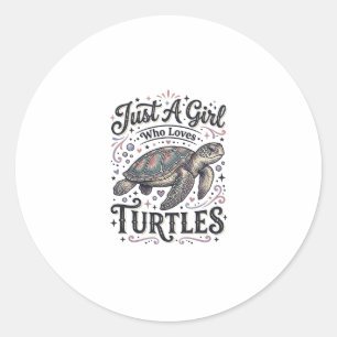 Pegatina Redonda Solo Una Chica Que Ama Las Tortugas Diseño De Cami