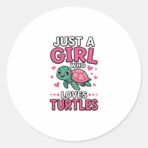 Pegatina Redonda Solo una chica que ama las tortugas Diseño de vect