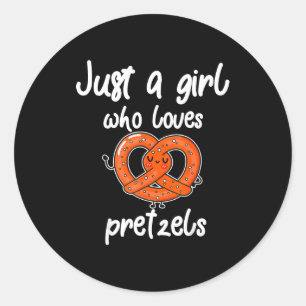 Pegatina Redonda Solo una chica que ama los pretzels divertido desa