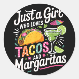 Pegatina Redonda Sólo una chica que ama los tacos y las margaritas