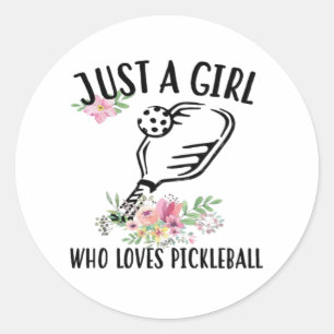 Pegatina Redonda Sólo una chica que ama Pickleball