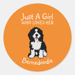Pegatina Redonda Sólo una chica que ama su Bernedoodle