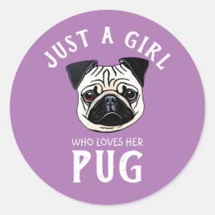 Pegatina Redonda Sólo una chica que ama su Pug