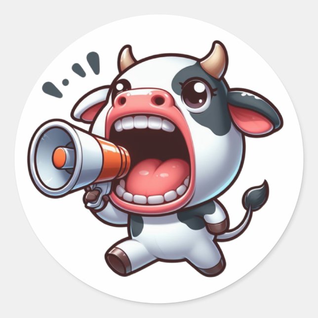 Pegatina Redonda Solo vaca (Anverso)