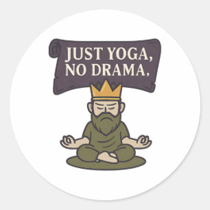 Pegatina Redonda Solo Yoga Sin Drama Meditación Pergamino Novela Gr