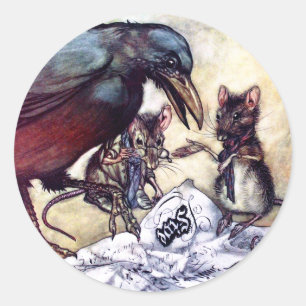 Pegatina Redonda Solomon Caw y sus asistentes