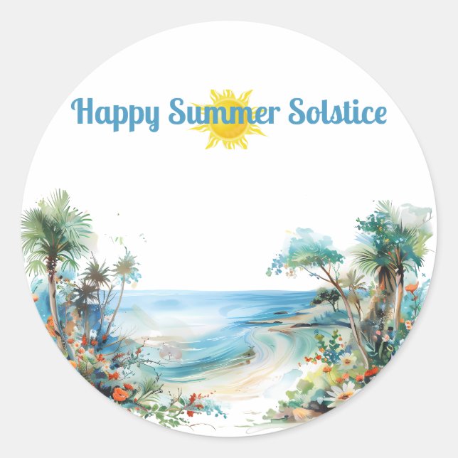 Pegatina Redonda solsticio de verano feliz sol 2024 (Anverso)