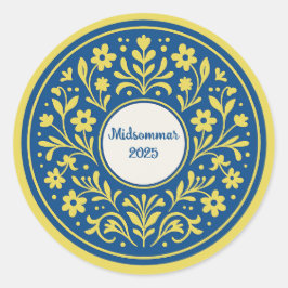 Pegatina Redonda Solsticio de verano - Midsommar Tradicional sueco 
