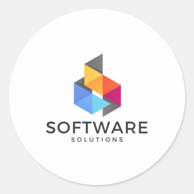 Pegatina Redonda Soluciones de software (Anverso)