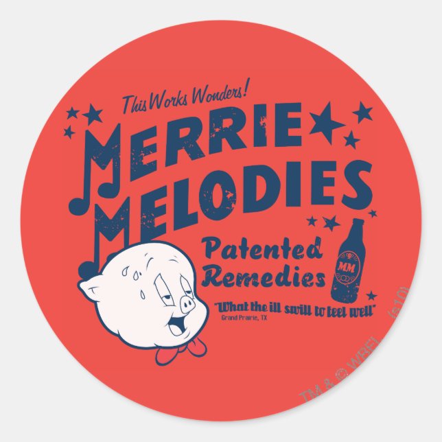Pegatina Redonda Soluciones Porky MERRIE MELODIES™ 2 (Anverso)