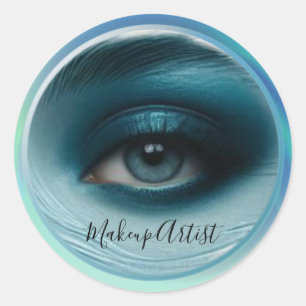 Pegatina Redonda Sombra de ojos azul atrevida estética 