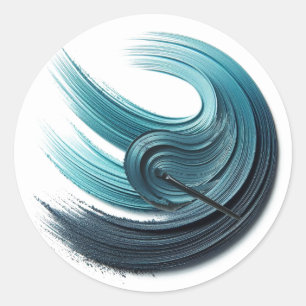 Pegatina Redonda Sombra de ojos oceánica glam azul